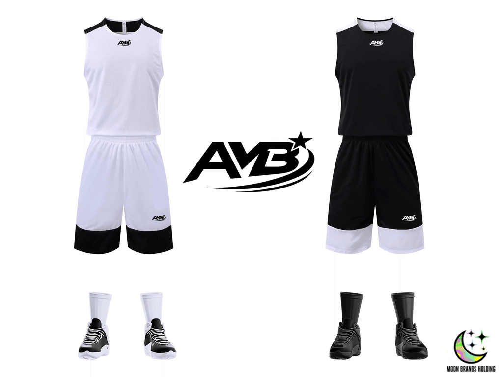 AMB Dual Lite Basketball Wendetrikotsatz – Schwarz/Weiß | 12er Set inkl. Hosen