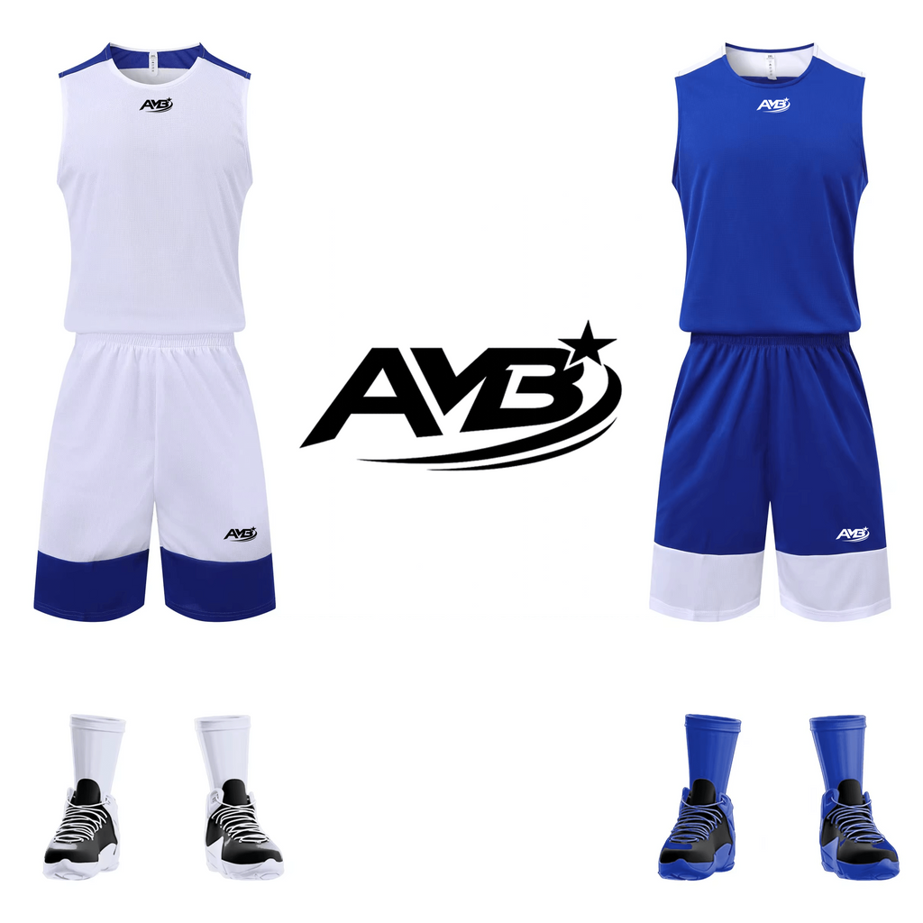 AMB Dual Lite Basketball Wendetrikotsatz – Blau/Weiß | 12er Set inkl. Hosen